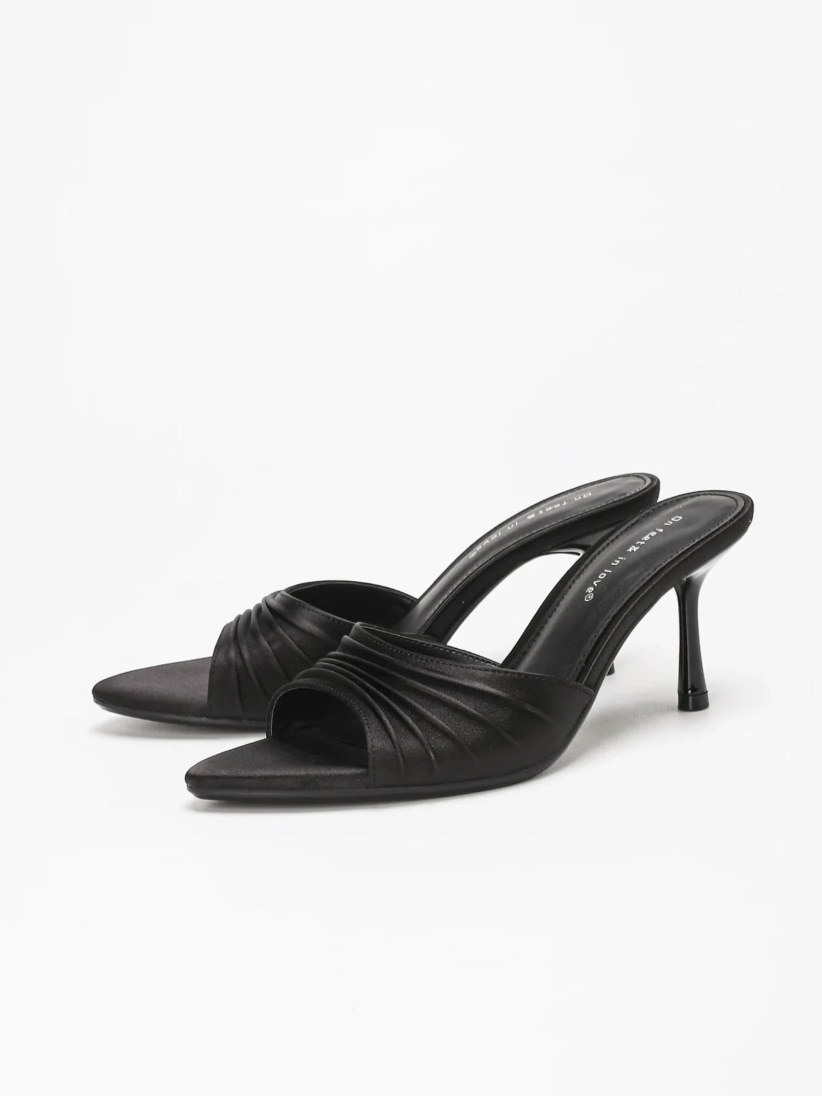 Stylish Elegant Ruched Minimalist Versatile Low-Cut Open Toe Stiletto Heel Mule Sandals | Perfect Dresses
