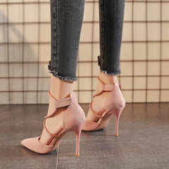 Suede High Heel 9cm Pointed Stiletto Sexy Black Wedding Shoes Nude Bridal Shoes Heel Woman