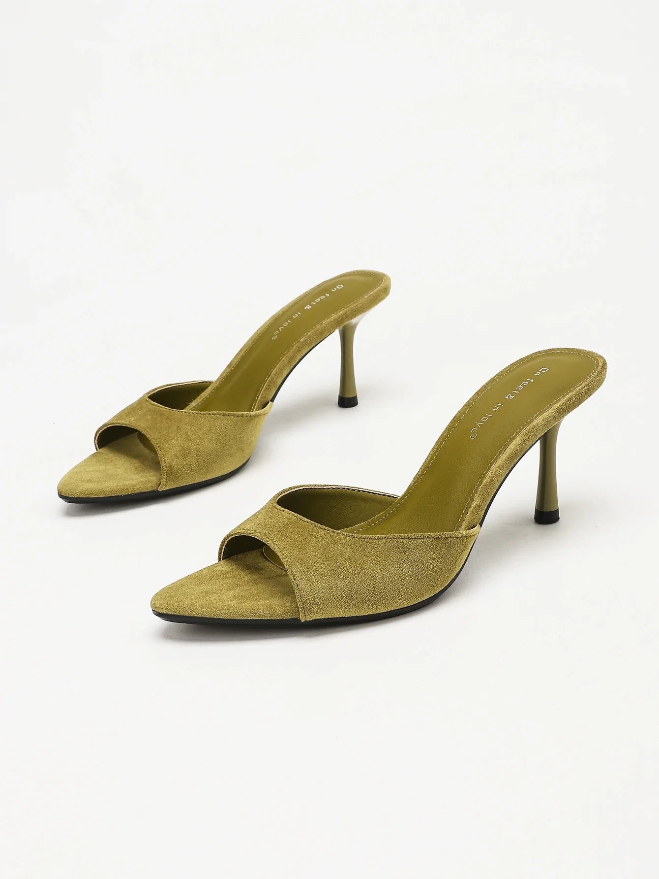Suede Pointed Toe Stiletto Heel Mules Slippers