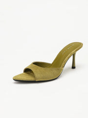 Suede Pointed Toe Stiletto Heel Mules Slippers