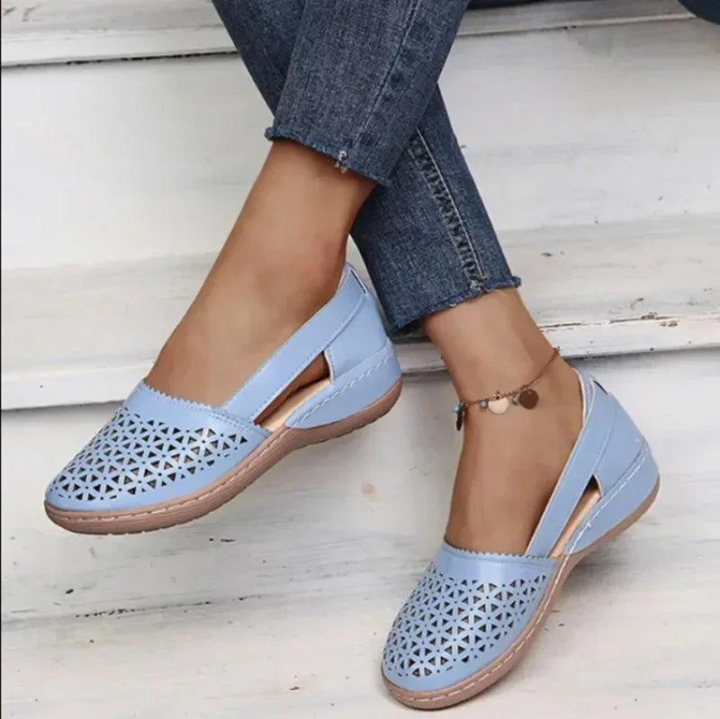 Flat Round Toe Sandals Retro Button Sandals Comfy Mary Jane Comfortable Shoes Plus Size 43