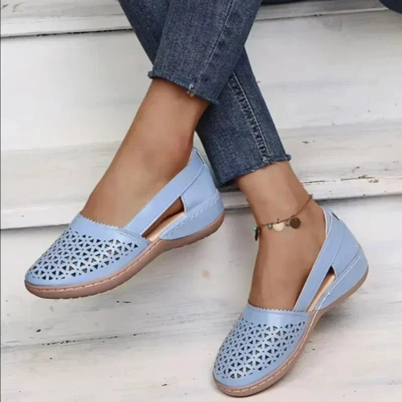 Flat Round Toe Sandals Retro Button Sandals Comfy Mary Jane Comfortable Shoes Plus Size 43