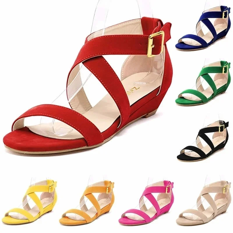 Wedges Sandals Chunky Comfort Low Platform High Heeled Female Footwear Party Dress Wedding Shoes