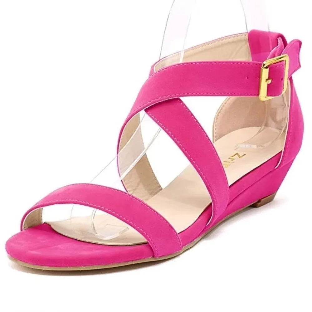 Wedges Sandals Chunky Comfort Low Platform High Heeled Female Footwear Party Dress Wedding Shoes