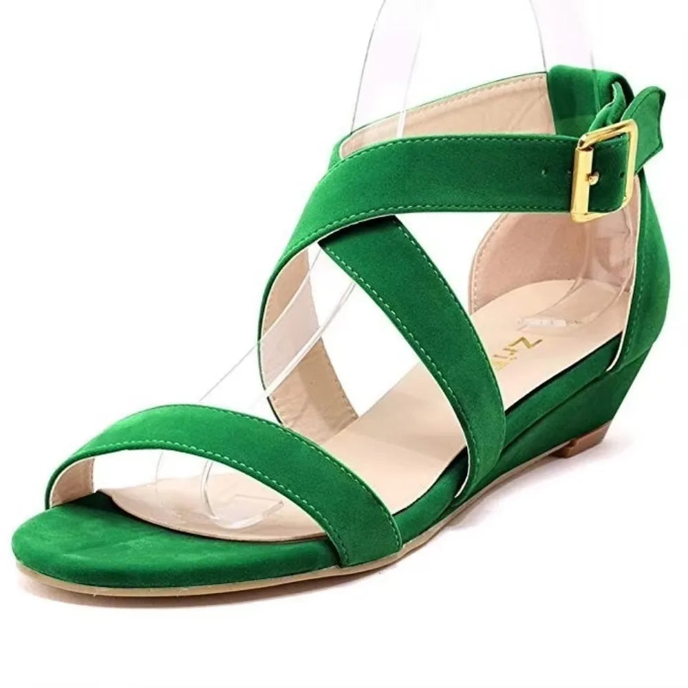 Wedges Sandals Chunky Comfort Low Platform High Heeled Female Footwear Party Dress Wedding Shoes