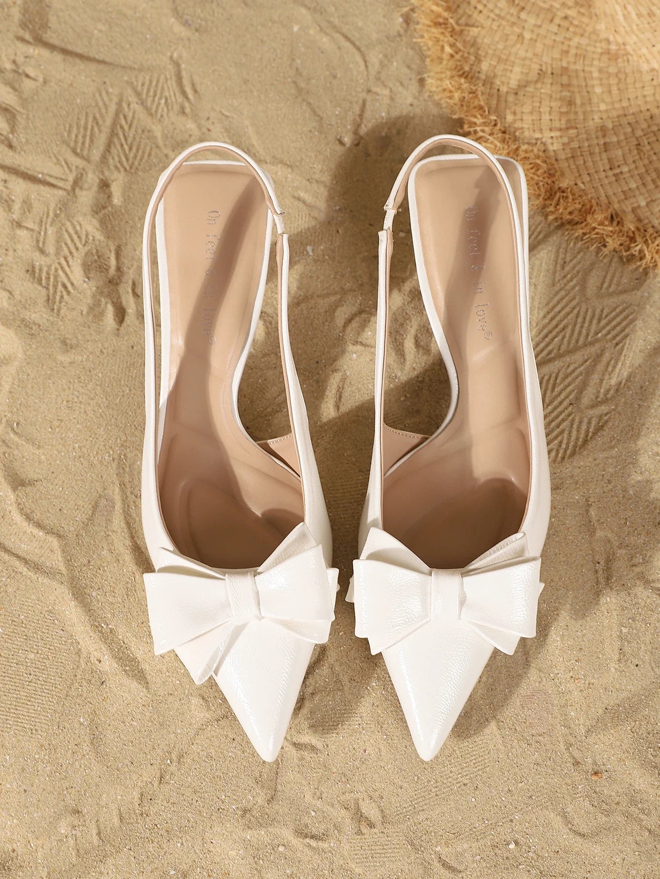 White Patent Leather Slingback Heels