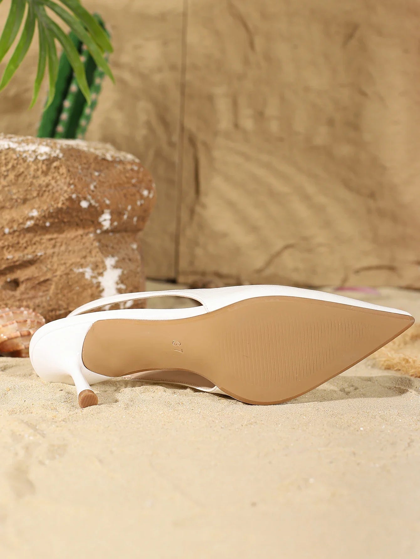 White Pointed Toe SlingbackHeels