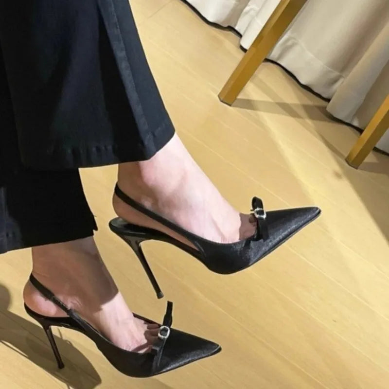 fashionable pointed-toe sandals bow high-heeled sandals with comfortable strap design suitable daily wear