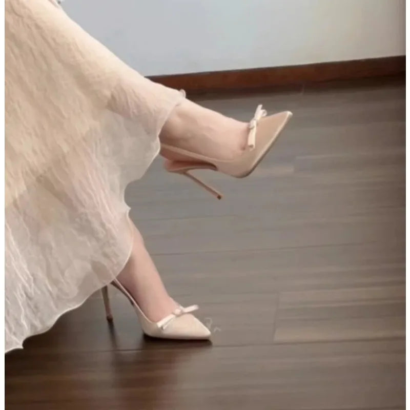 fashionable pointed-toe sandals bow high-heeled sandals with comfortable strap design suitable daily wear