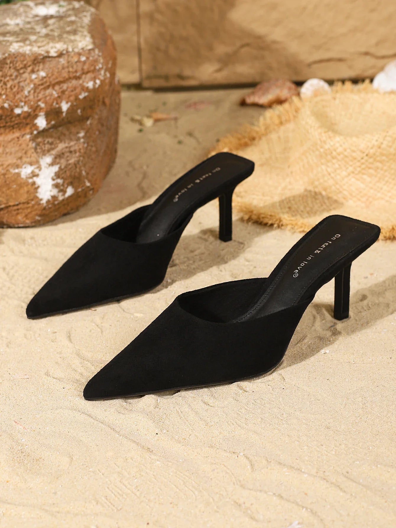fashionable suede slip-on stiletto heels