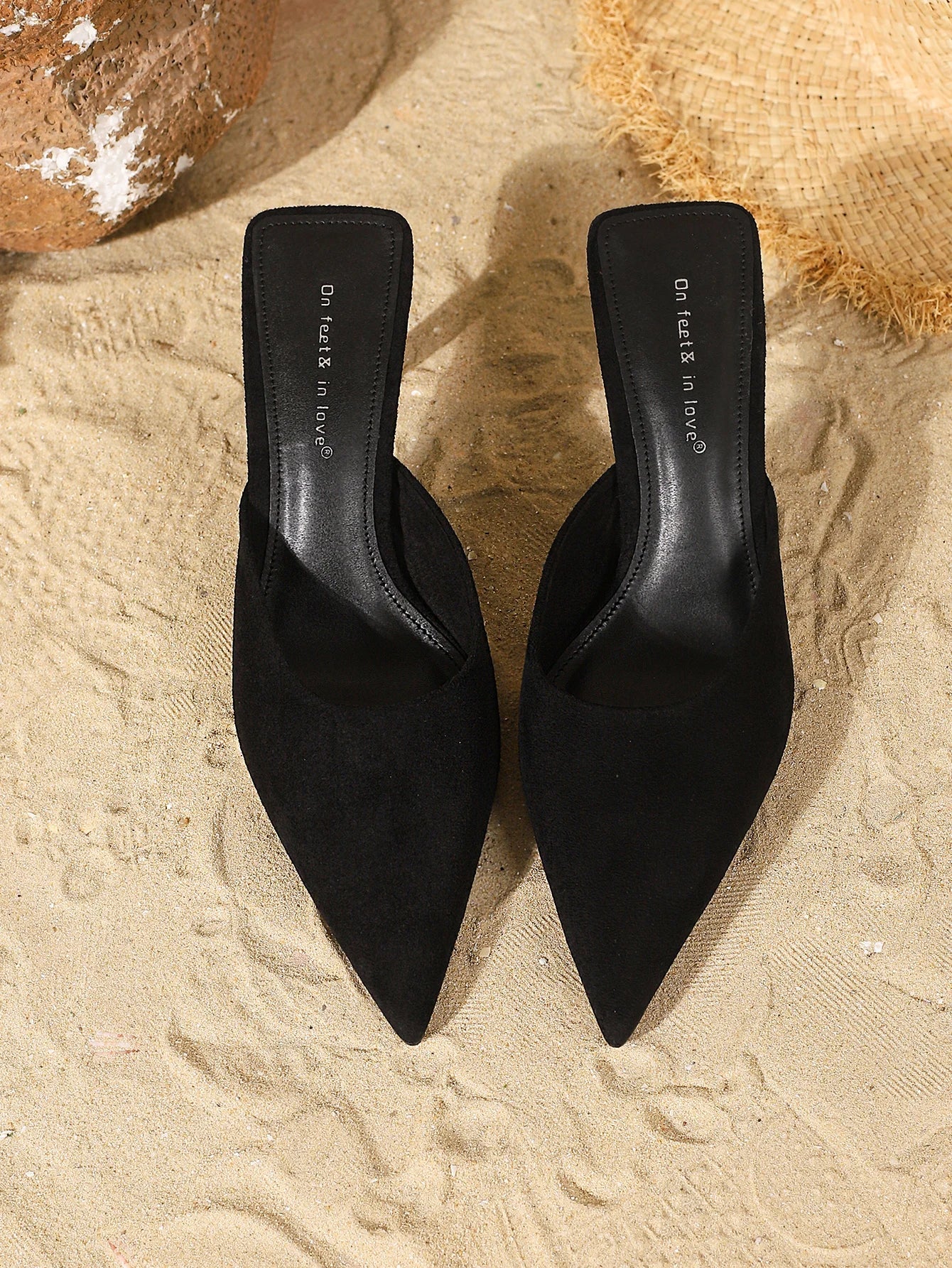 fashionable suede slip-on stiletto heels