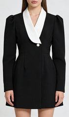 Jamala Chic Power Blazer Dress with Contrast Lapels