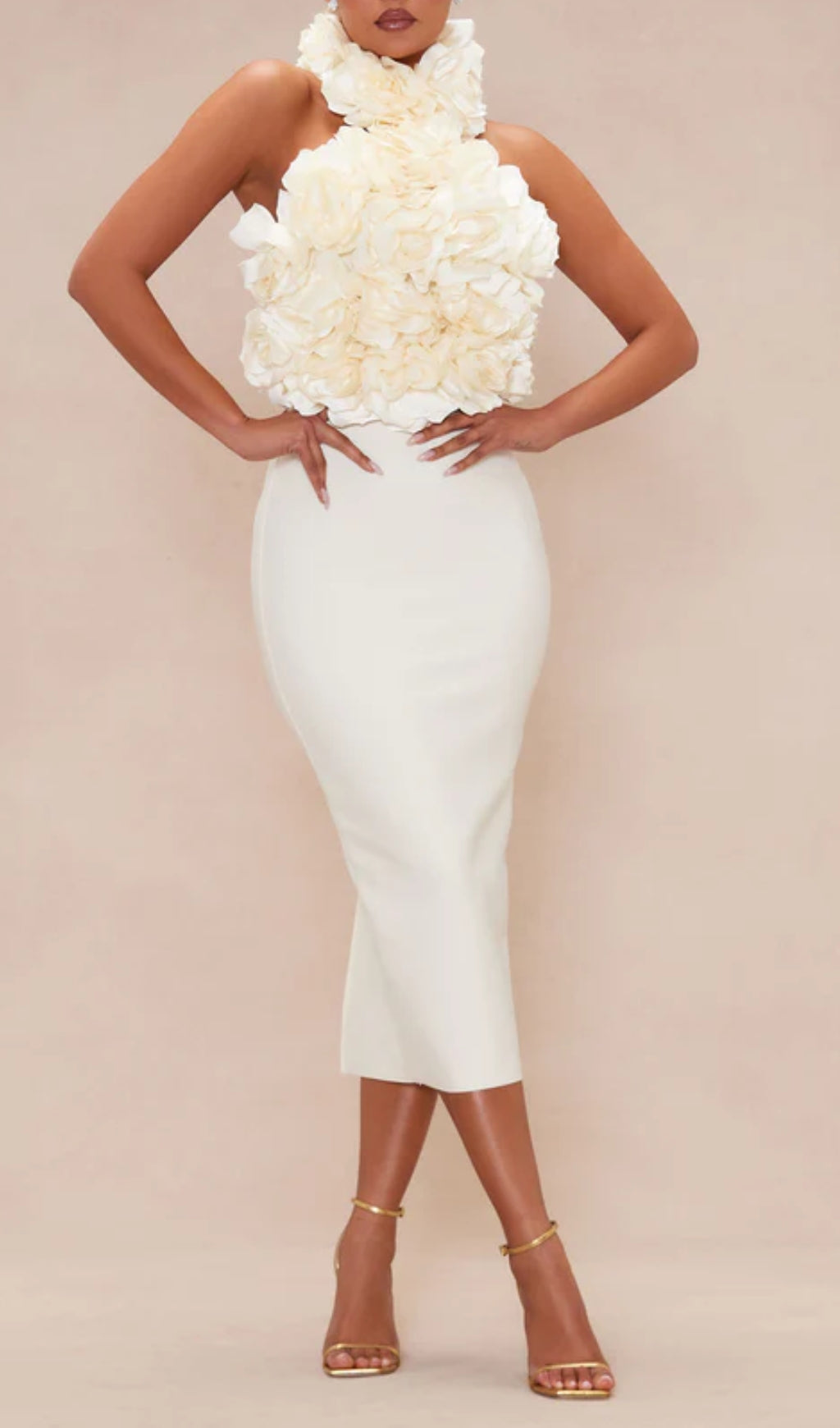 Statement Floral Halterneck Midi Dress