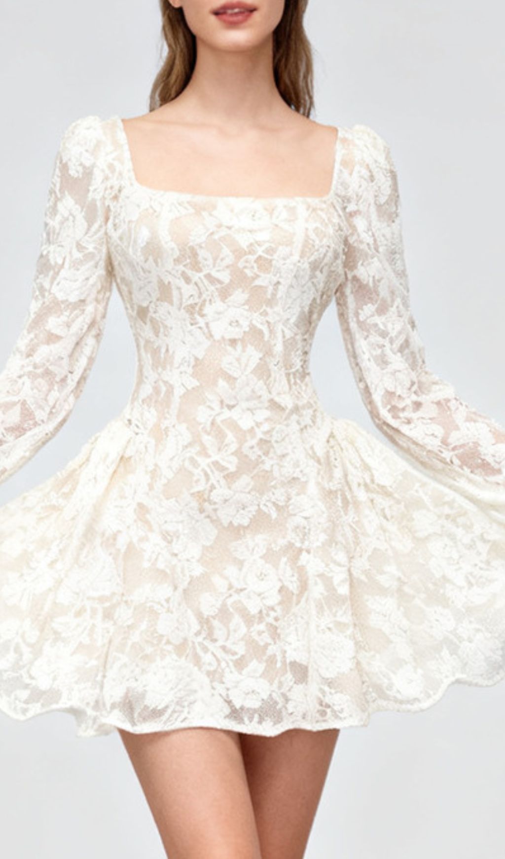 Ilithyia Romantic Lace Long Sleeve Mini Dress