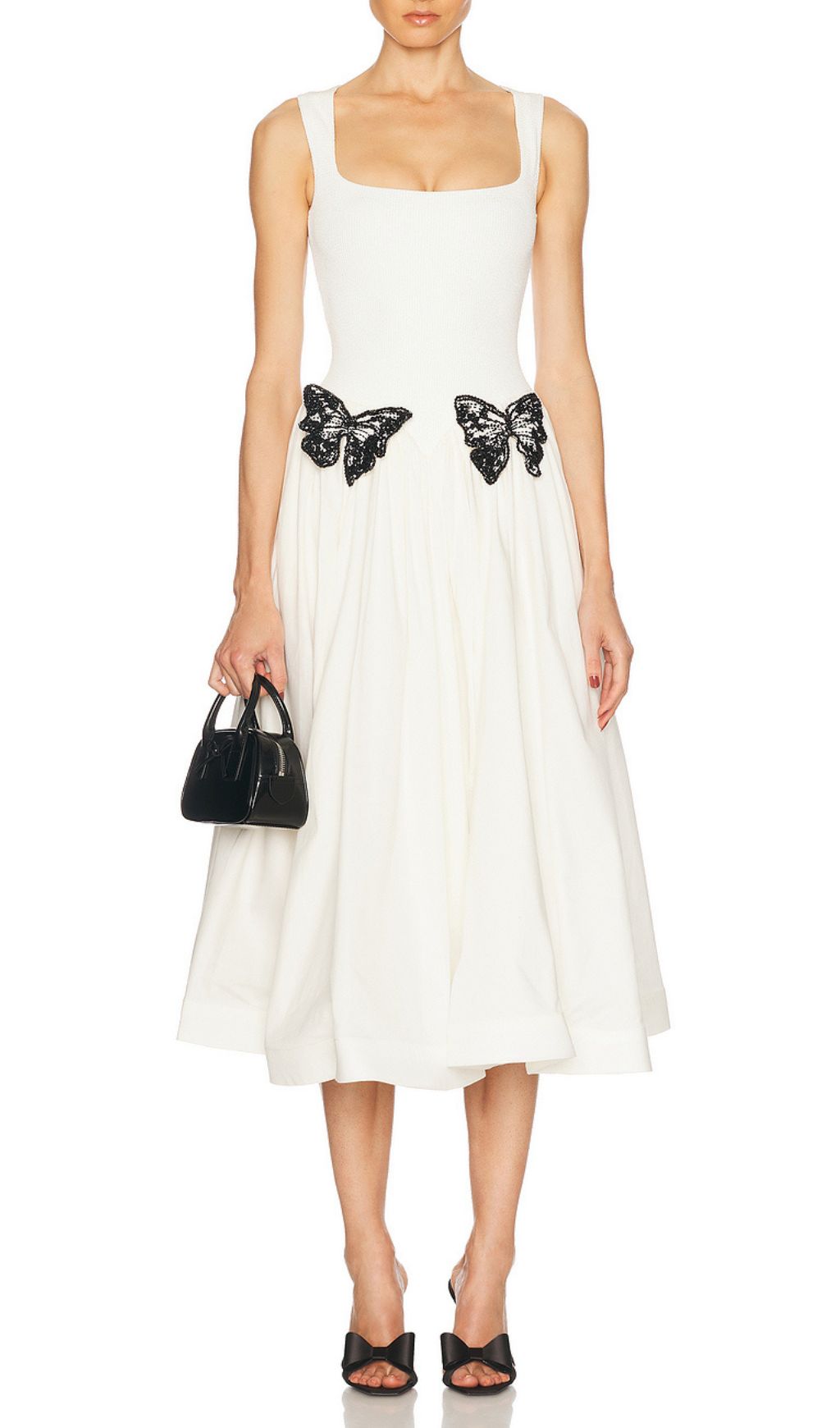 Faron White Butterfly Midi Dress