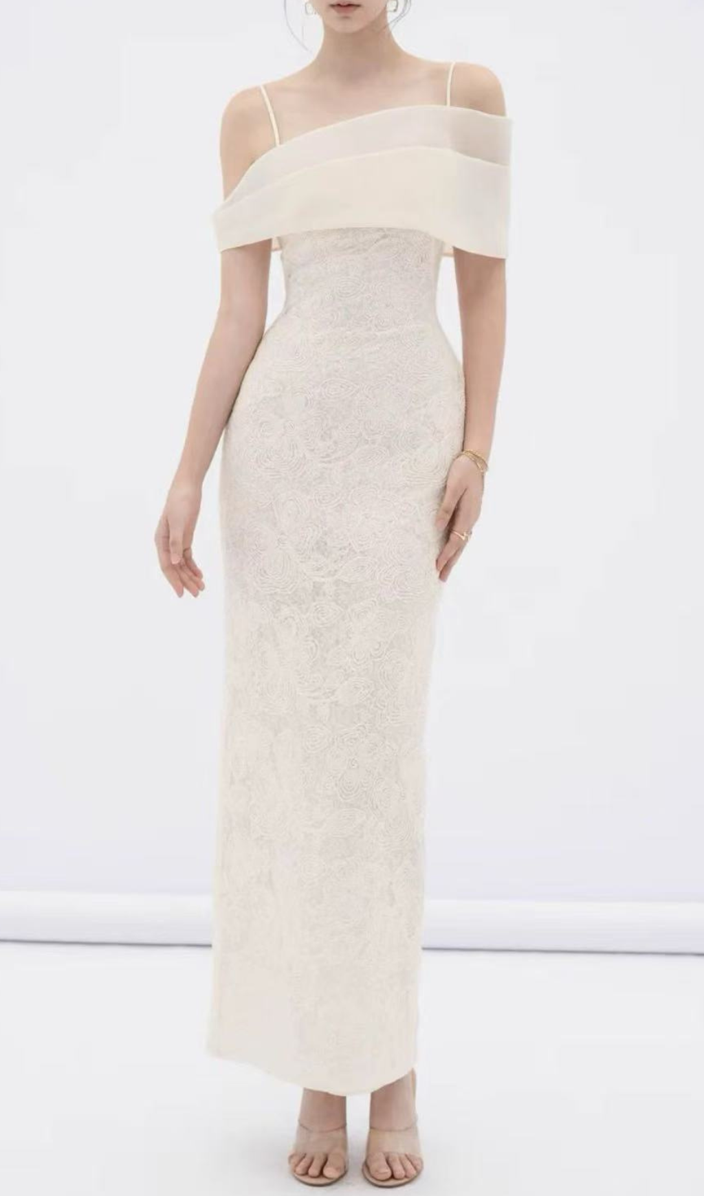 Gada Romantic Off-Shoulder Lace Maxi Dress