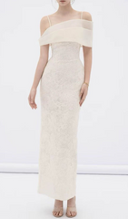 Gada Romantic Off-Shoulder Lace Maxi Dress