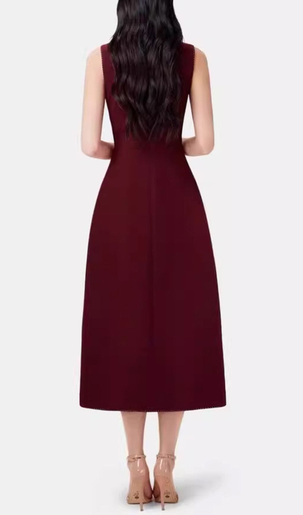 Galatea Tailored Asymmetrical Sleeveless Midi Dress