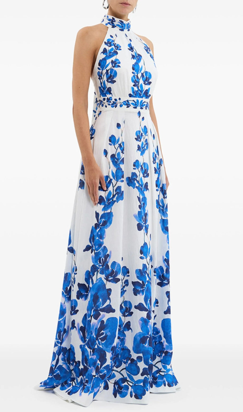Enid Blue Floral Halter Neck Maxi Dress
