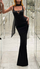 Faustine Black Diamond Eyelet Maxi Gown