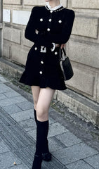 Hiraani Black Velvet Glam Mini Dress