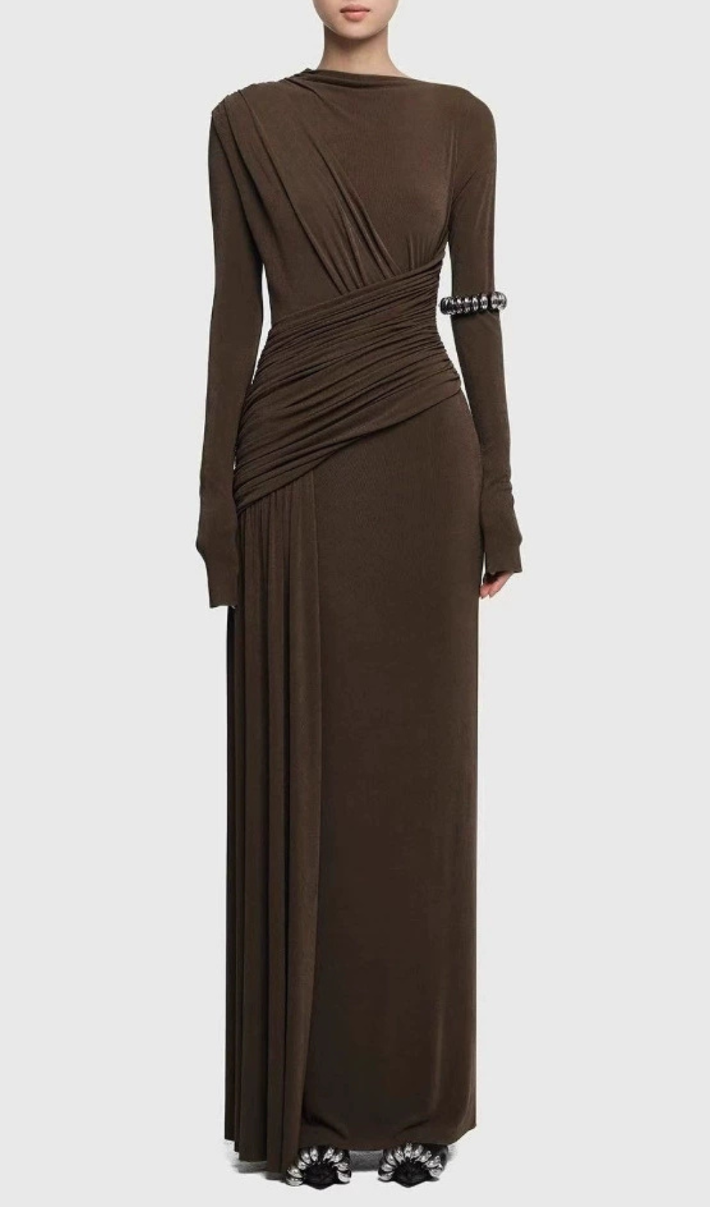 The Haruka Ruched Long Sleeve Maxi Dress