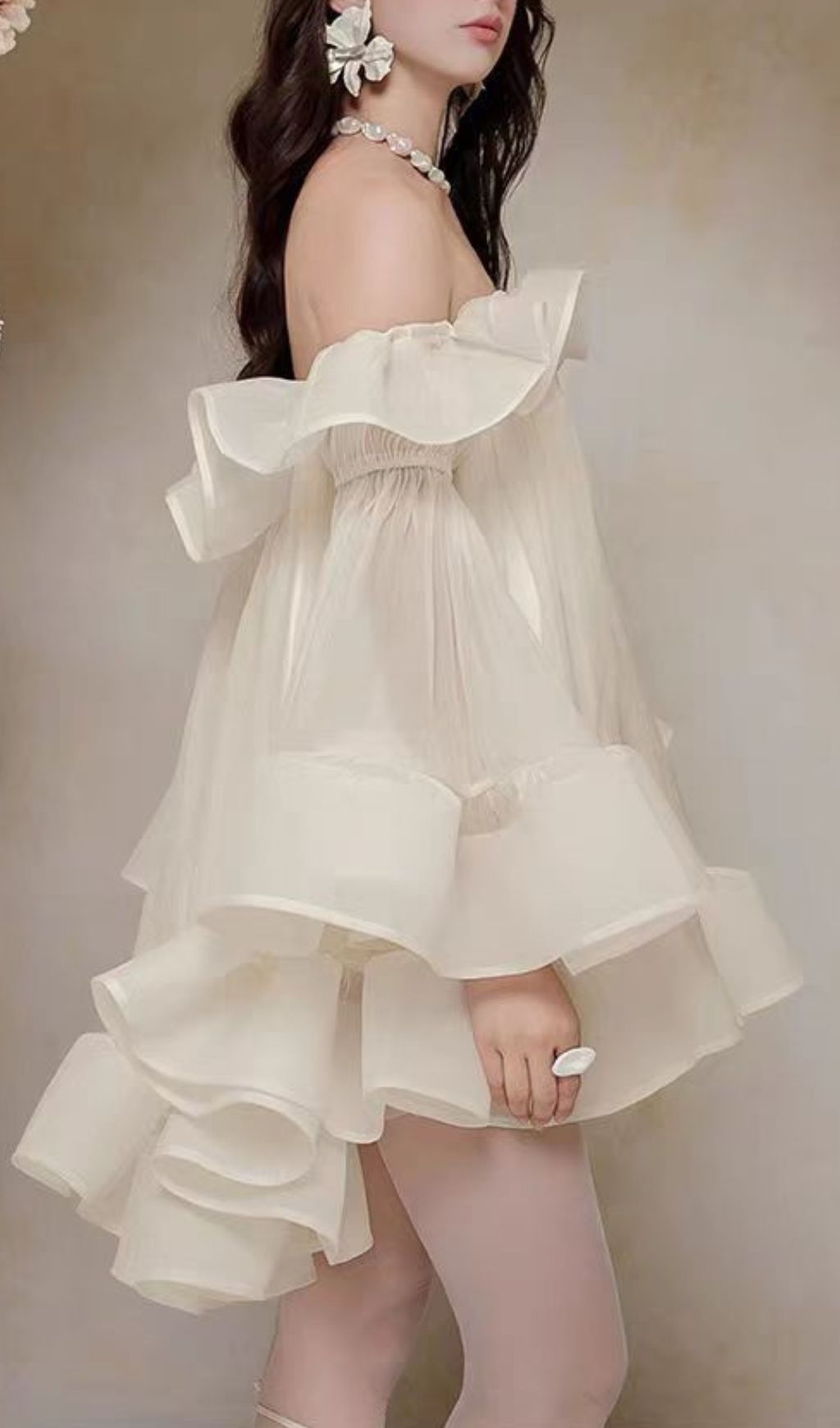 Jolie Ethereal Off-Shoulder Ruffle Mini Dress
