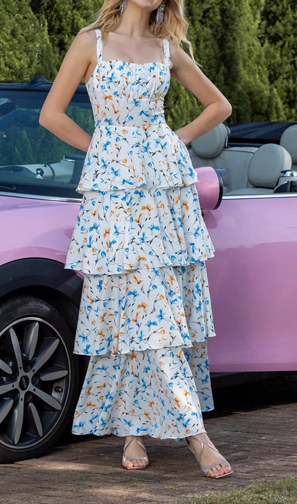 Dianthe Floral Printed Tiered Maxi Dress