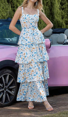 Dianthe Floral Printed Tiered Maxi Dress