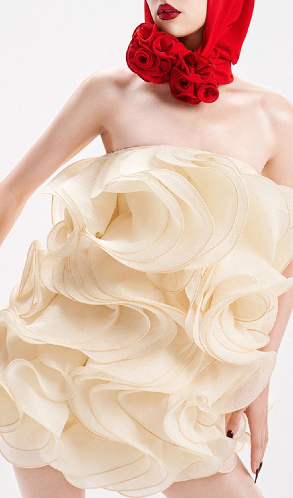 Indiana Voluminous Ruffle Strapless Mini Dress