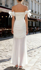 Ines White Cutout Bow Maxi Dress