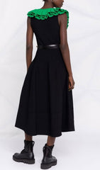 Emmalyn Statement Green Flounce Plunge Midi Dress