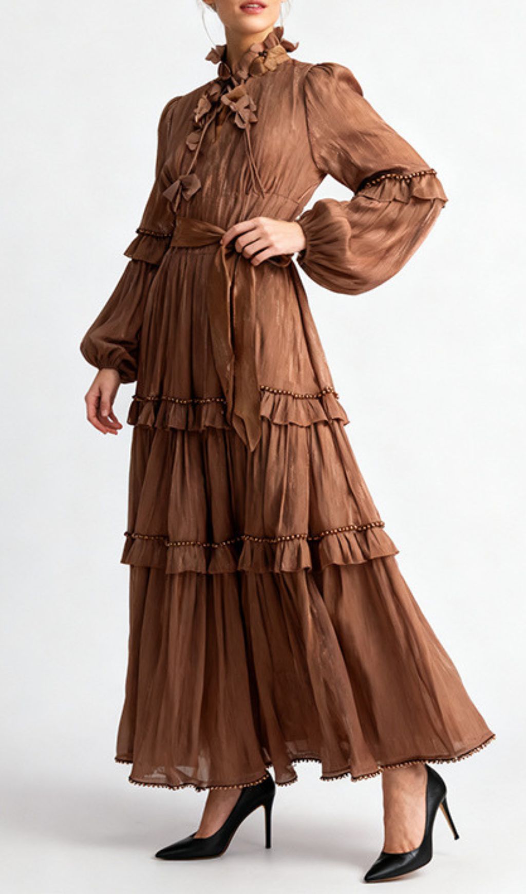 Ilissa Elegant Ruffle Midi Dress for Women