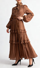 Ilissa Elegant Ruffle Midi Dress for Women
