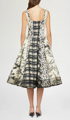 Harald Square Neck Mixed Print Midi Dress with Pockets