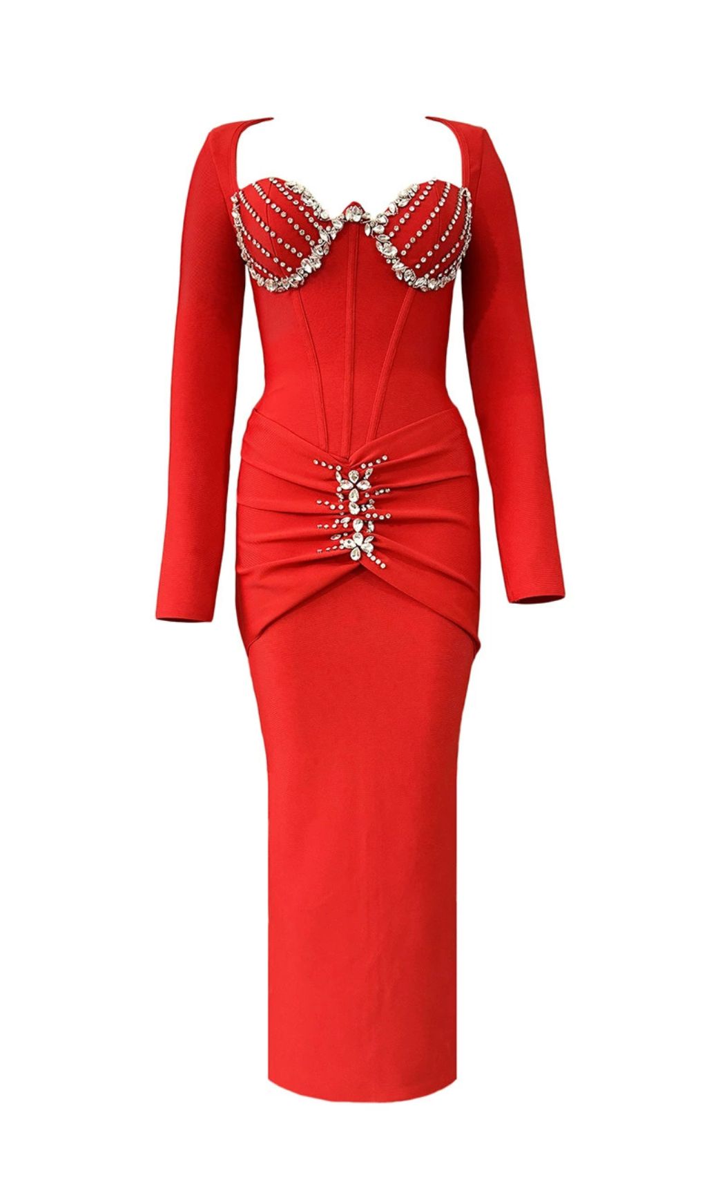 Felicja Diamante Long Sleeve Maxi Gown