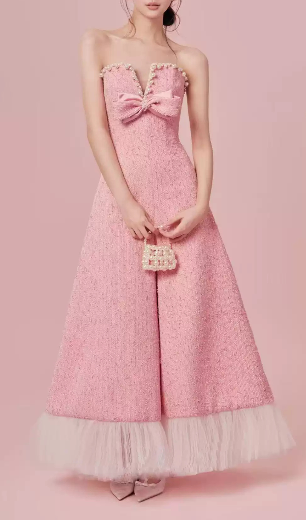 Gaphna Glamour Pink Strapless Maxi Gown