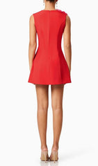 Erica Stunning Red Mini Dress with 3D Floral Appliqus