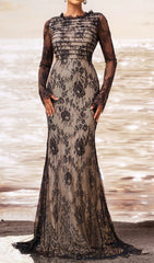 Chakra Black Floral Lace Maxi Dress