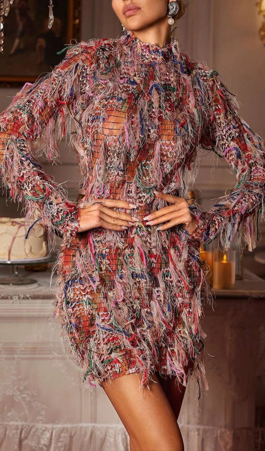 Cherith Shimmer & Shake Fringe Mini Dress