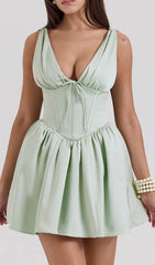 Dhara Sage Green Corset Mini Dress