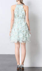 Elke Floral Sequin Halter Mini Dress