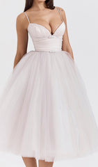 Diellza Elegant Tulle Midi Dress