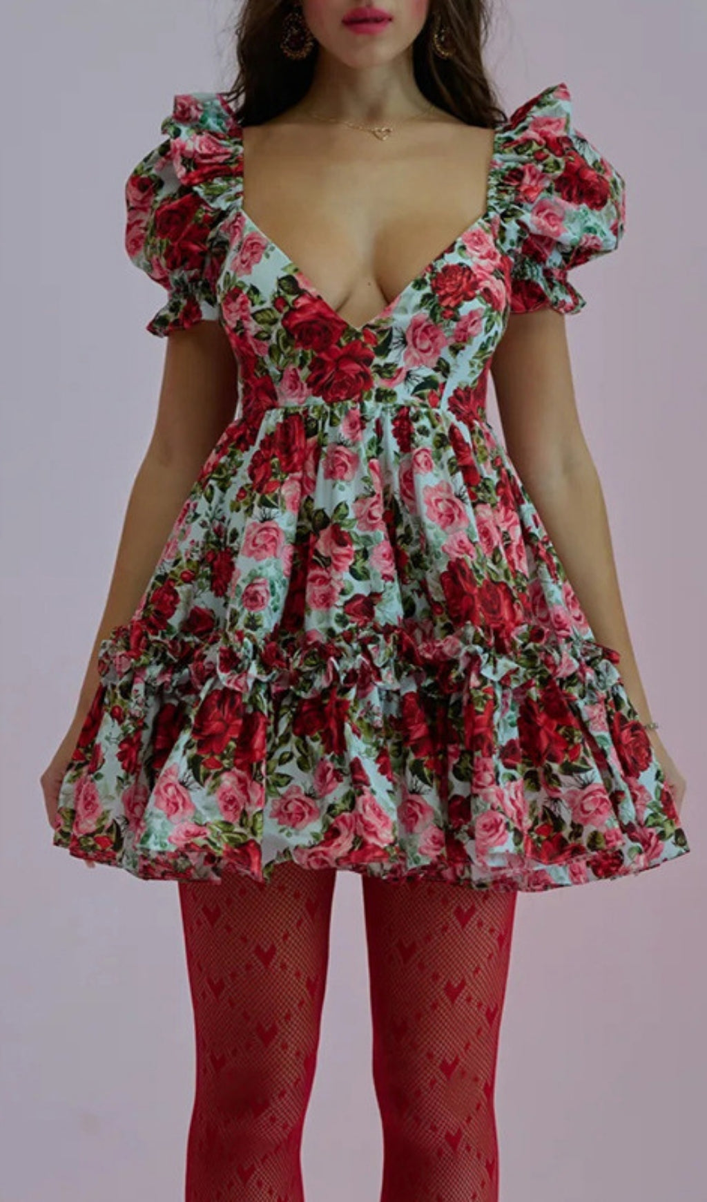 Eilidh Romantic Rose Floral Mini Dress