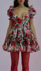Eilidh Romantic Rose Floral Mini Dress