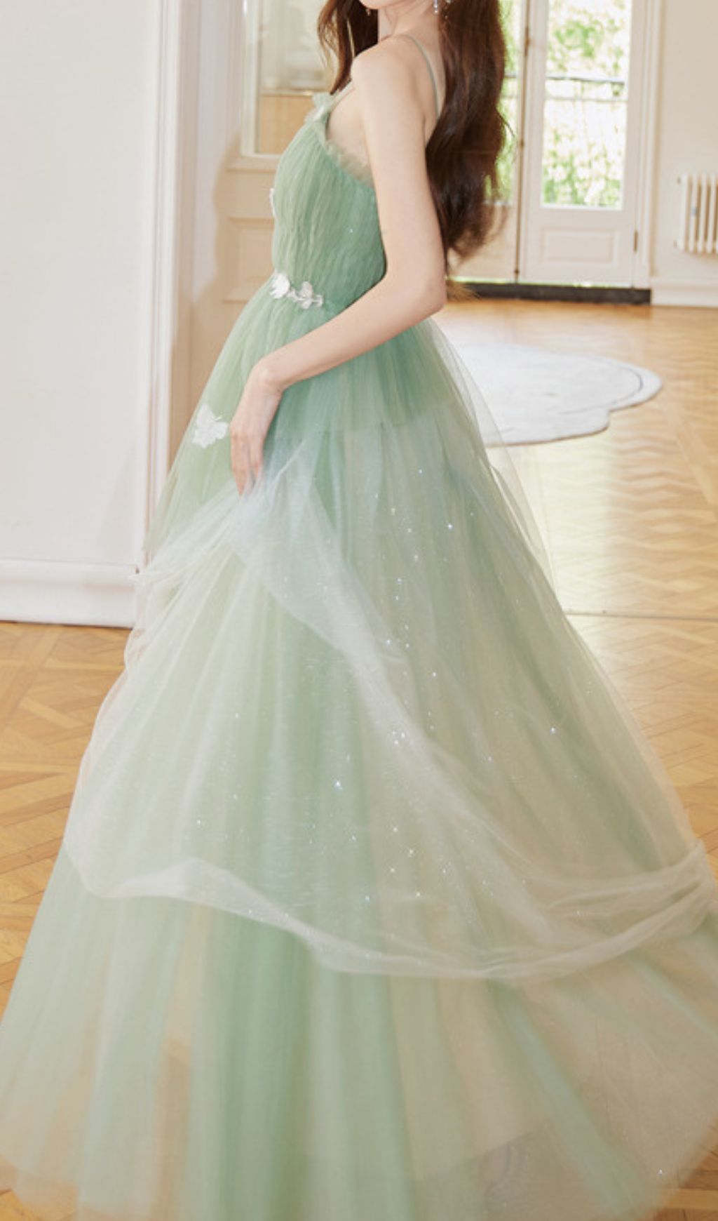 Enchanted Sage Green Butterfly Maxi Dress