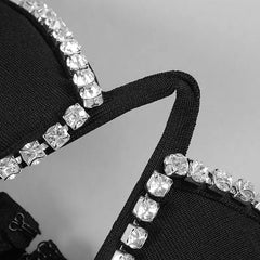 Dazzling Rhinestone Cut-Out Black Mini Bandage Dress