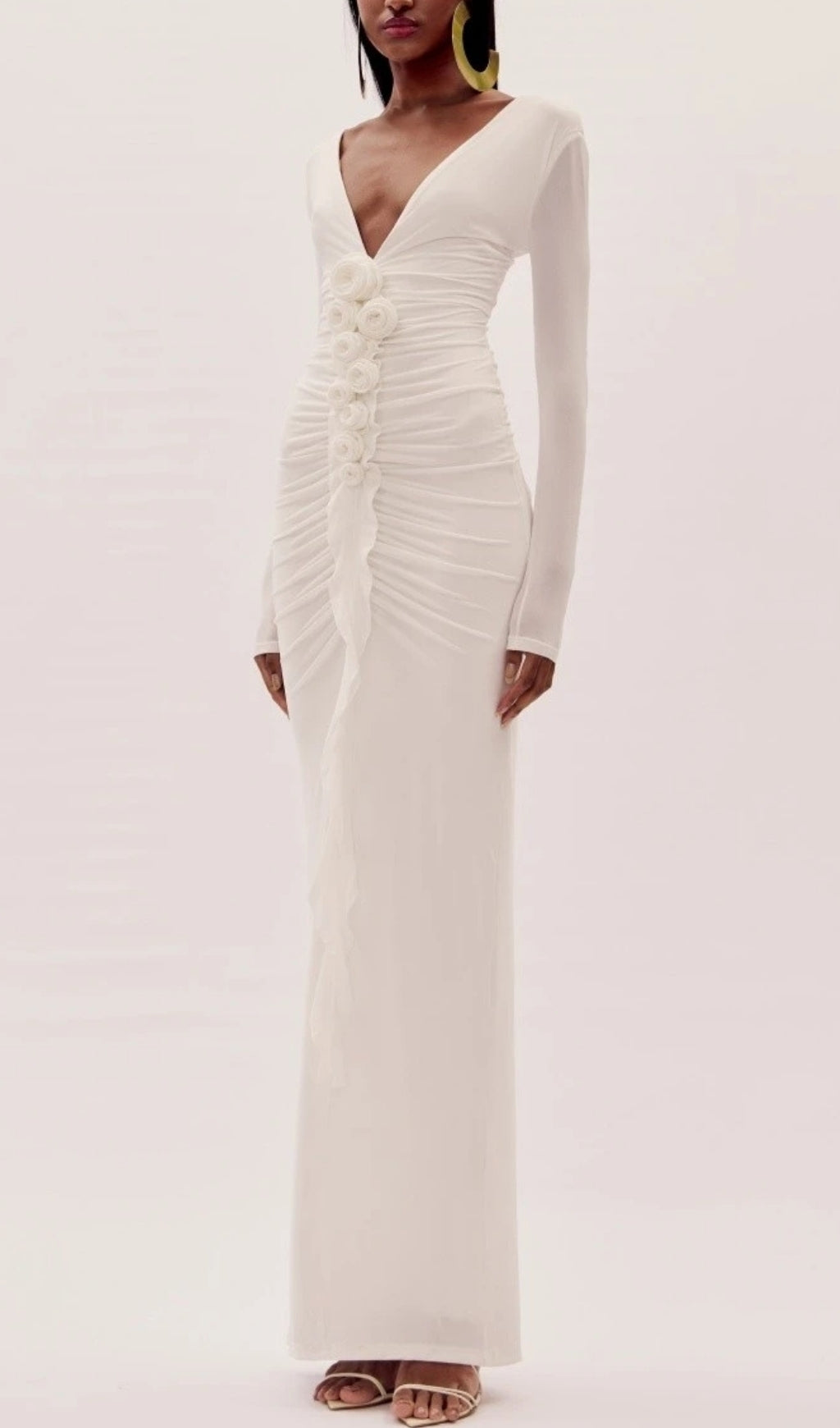 Everard Ethereal Bloom White Long Sleeve Maxi Dress