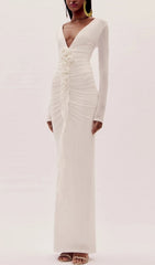 Everard Ethereal Bloom White Long Sleeve Maxi Dress
