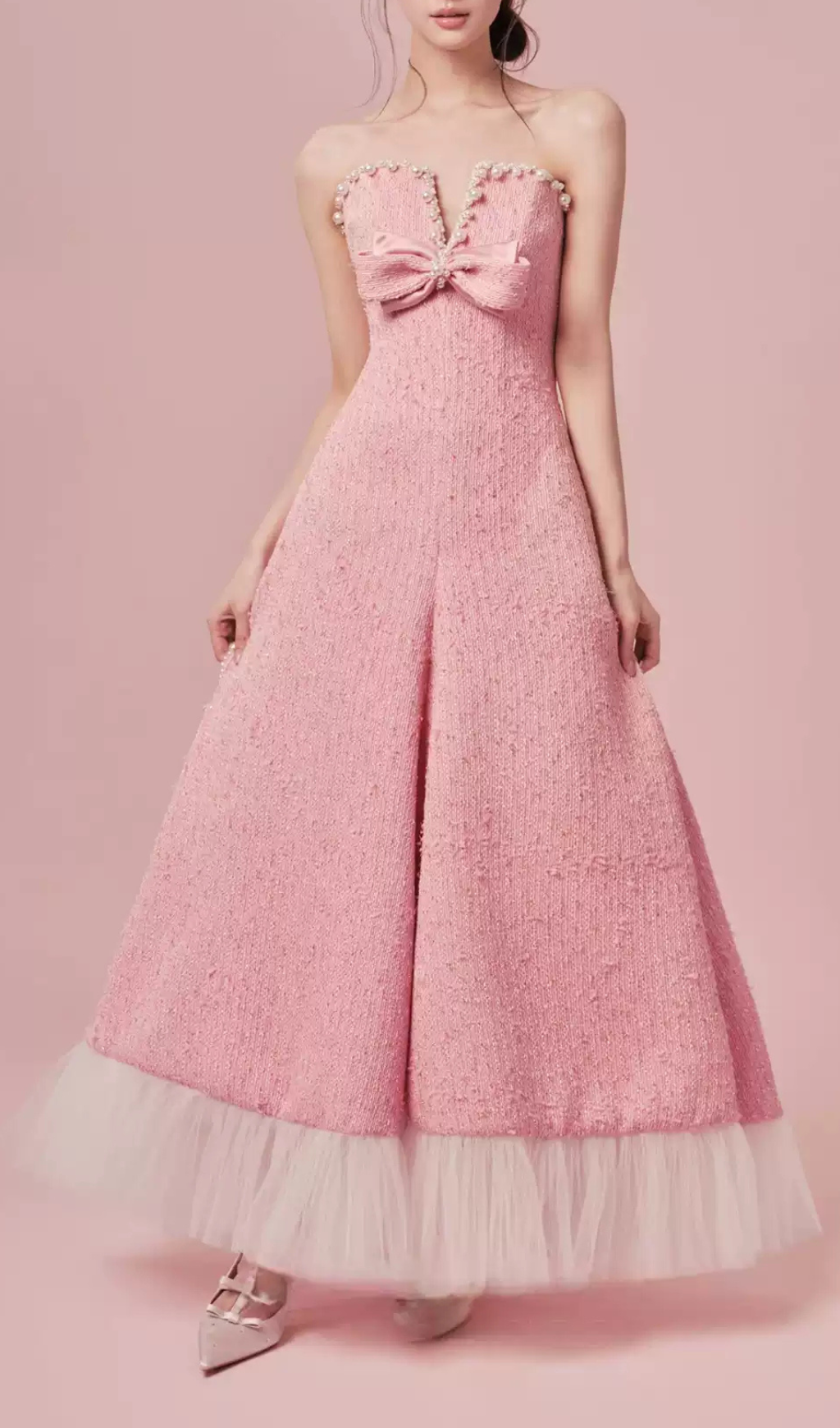 Gaphna Glamour Pink Strapless Maxi Gown